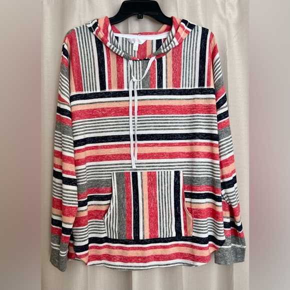Secret Treasures Cozy Striped Hoodie Pullover – Size 2X - Picture 1 of 5